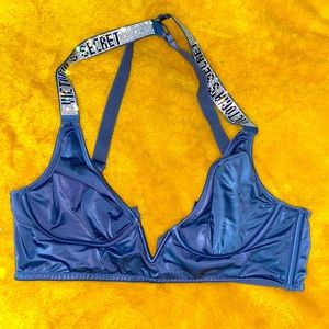 Like New Unlined Deep V VS Satin Crystal Bra